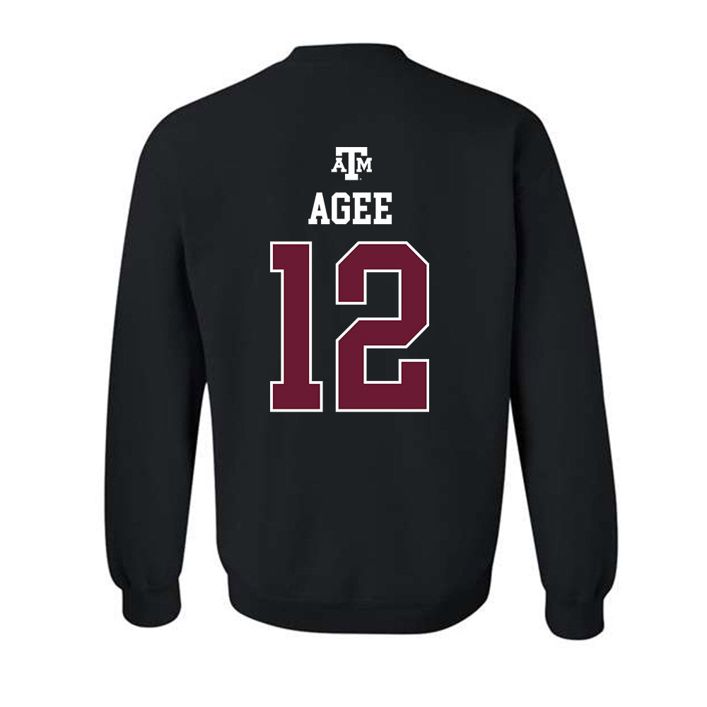 Texas A&M - NCAA Men's Basketball : Rashaun Agee - Black Out 2026 Crewneck Sweatshirt-1