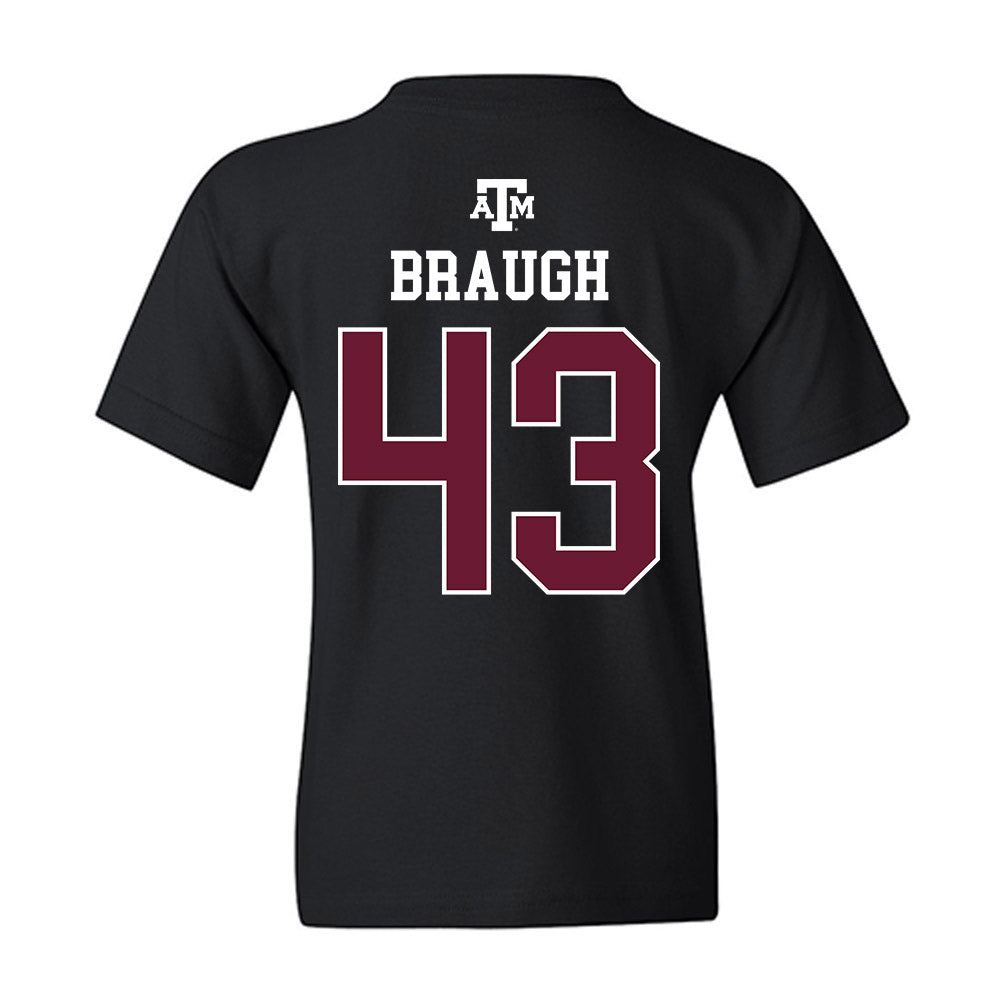 Texas A&M - NCAA Football : Carter Braugh - Black Out 2026 Youth T-Shirt-1