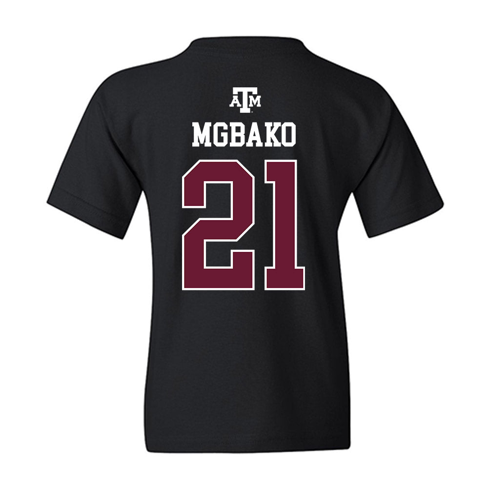 Texas A&M - NCAA Men's Basketball : Mackenzie Mgbako - Black Out 2026 Youth T-Shirt-1