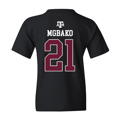 Texas A&M - NCAA Men's Basketball : Mackenzie Mgbako - Black Out 2026 Youth T-Shirt-1