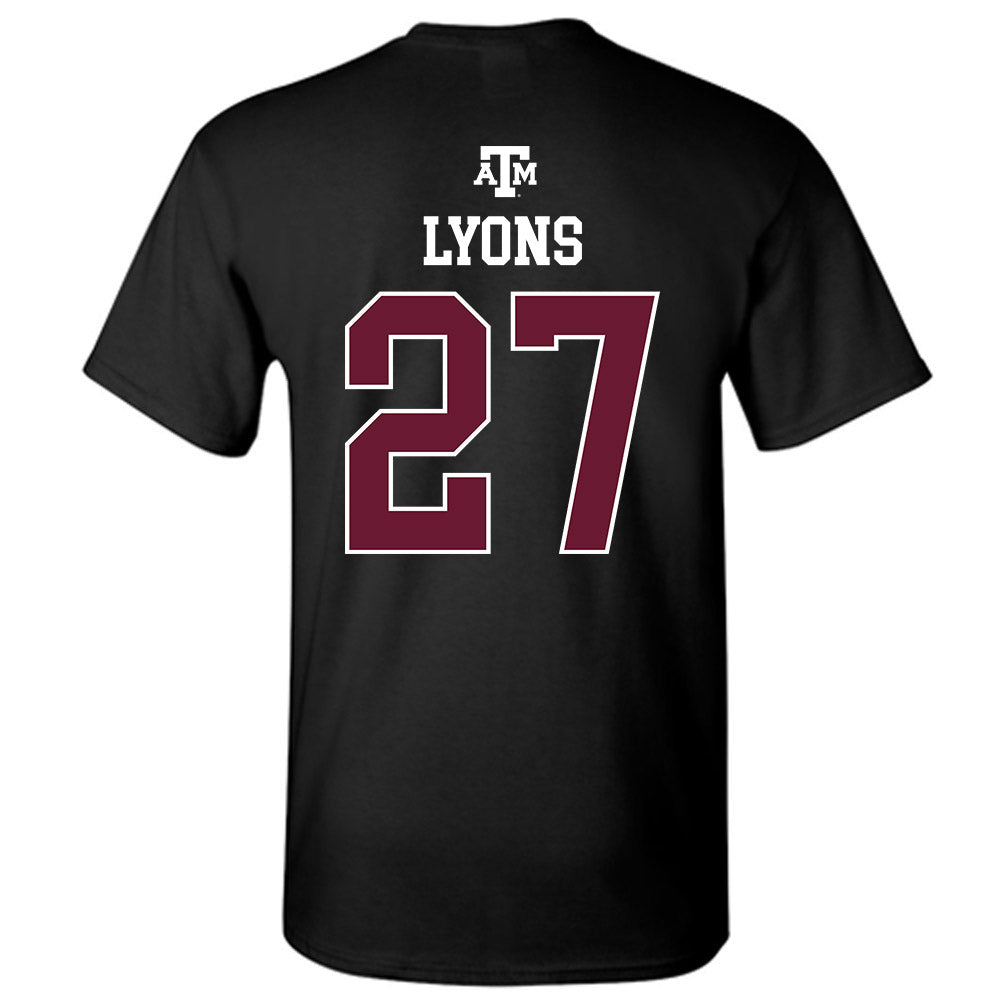 Texas A&M - NCAA Baseball : Gavin Lyons - Black Out 2026 T-Shirt-1