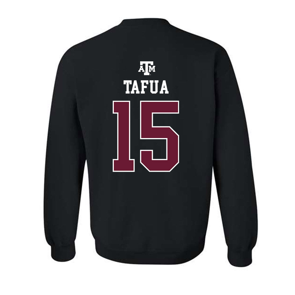 Texas A&M - NCAA Football : Caleb Tafua - Black Out 2026 Crewneck Sweatshirt-1