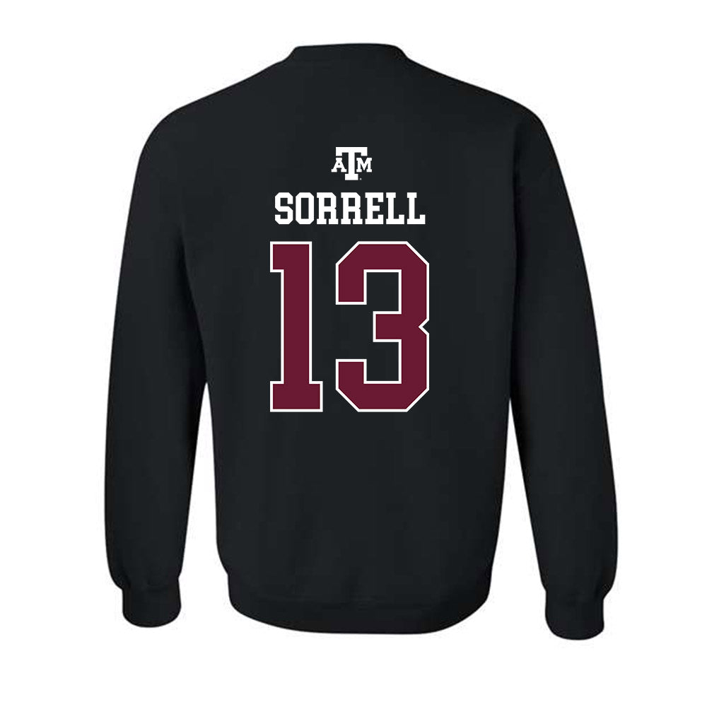 Texas A&M - NCAA Baseball : Caden Sorrell - Black Out 2026 Crewneck Sweatshirt-1