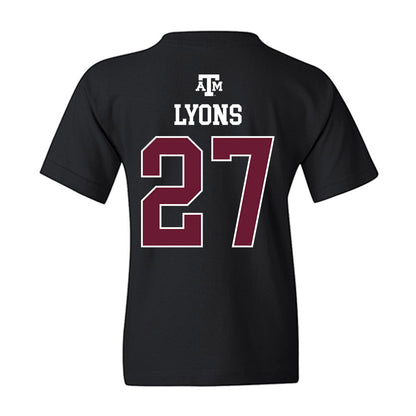 Texas A&M - NCAA Baseball : Gavin Lyons - Black Out 2026 Youth T-Shirt-1
