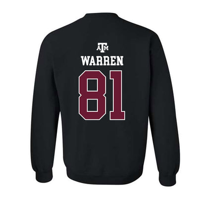 Texas A&M - NCAA Football : Jayden Warren - Black Out 2026 Crewneck Sweatshirt-1