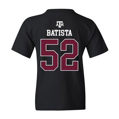 Texas A&M - NCAA Baseball : Elijah Batista - Black Out 2026 Youth T-Shirt-1