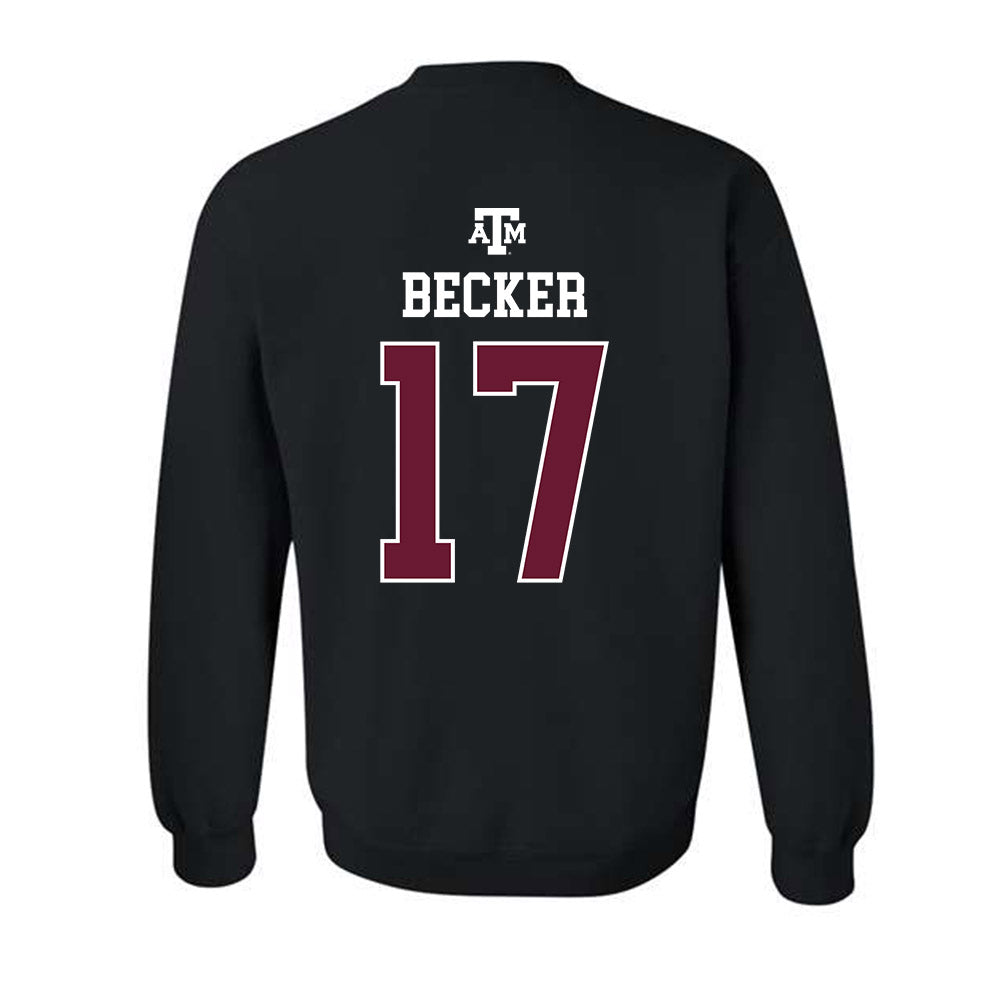 Texas A&M - NCAA Baseball : Zane Becker - Black Out 2026 Crewneck Sweatshirt-1