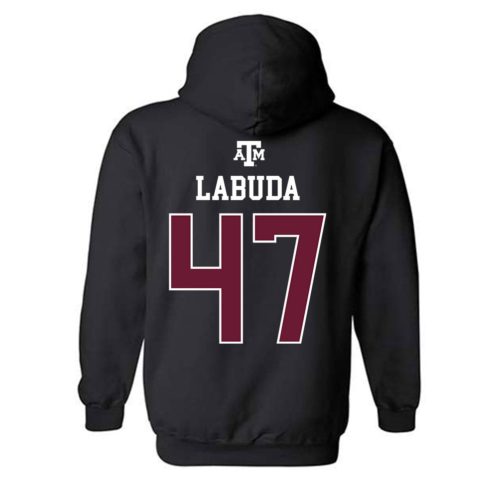 Texas A&M - NCAA Baseball : Blake Labuda - Black Out 2026 Hooded Sweatshirt-1