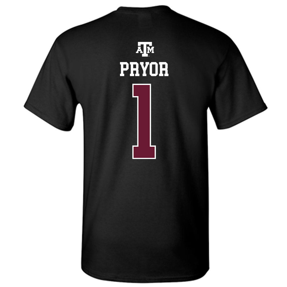 Texas A&M - NCAA Women's Basketball : Ny'Ceara Pryor - Black Out 2026 T-Shirt-1