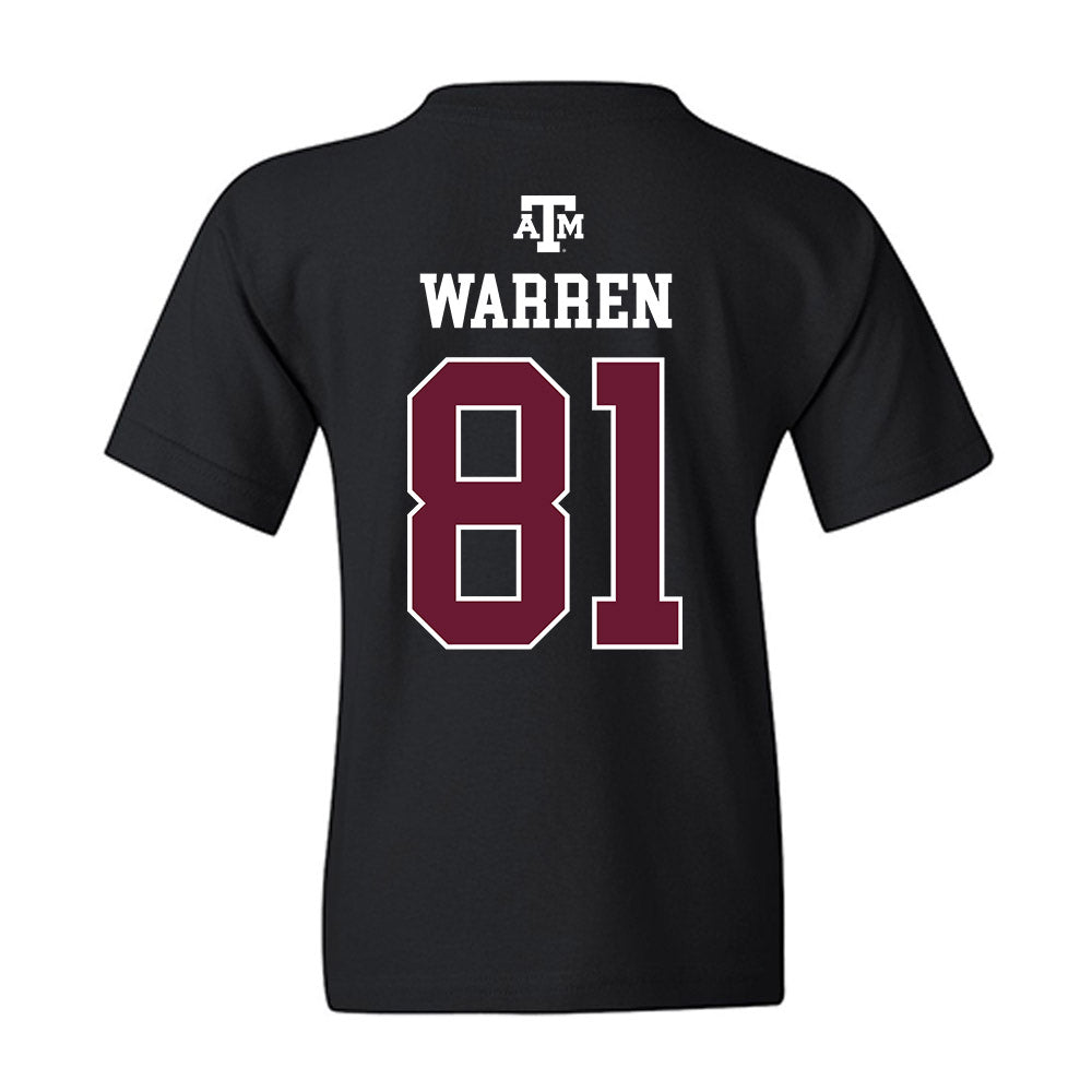 Texas A&M - NCAA Football : Jayden Warren - Black Out 2026 Youth T-Shirt-1