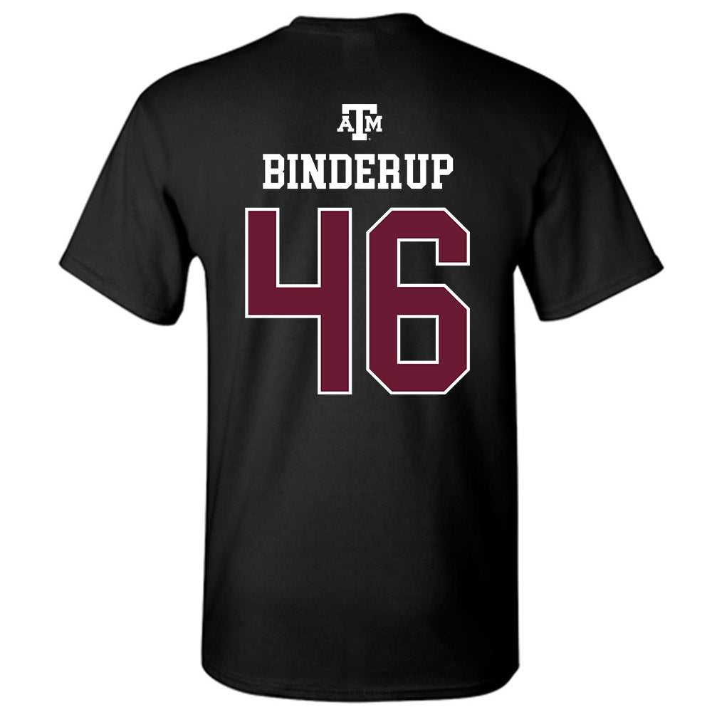 Texas A&M - NCAA Baseball : Blake Binderup - Black Out 2026 T-Shirt-1
