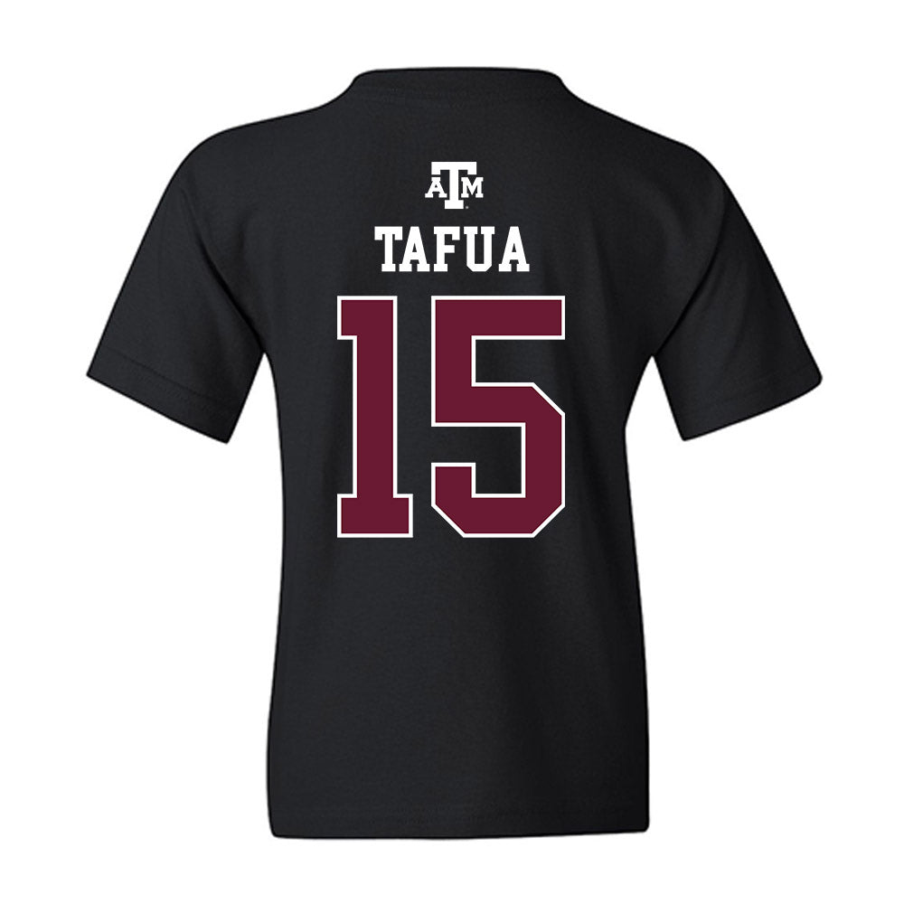 Texas A&M - NCAA Football : Caleb Tafua - Black Out 2026 Youth T-Shirt-1