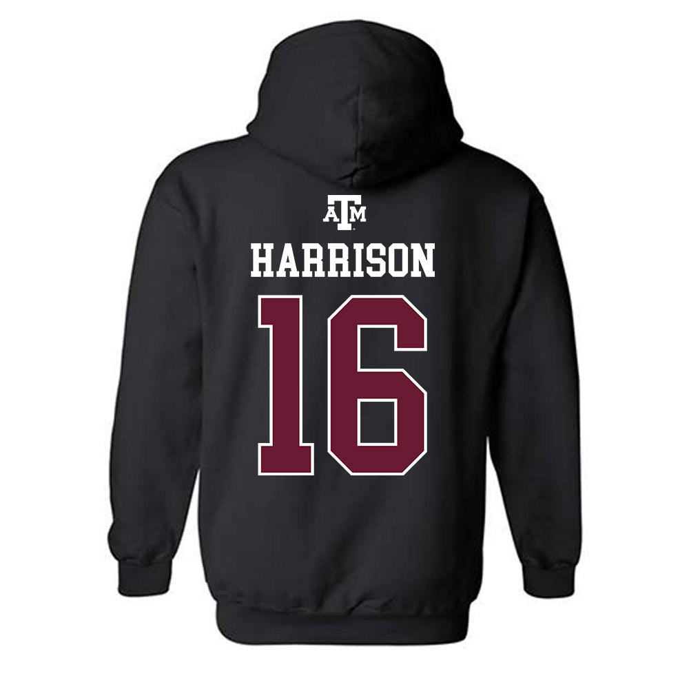 Texas A&M - NCAA Baseball : Bear Harrison - Black Out 2026 Hooded Sweatshirt-1