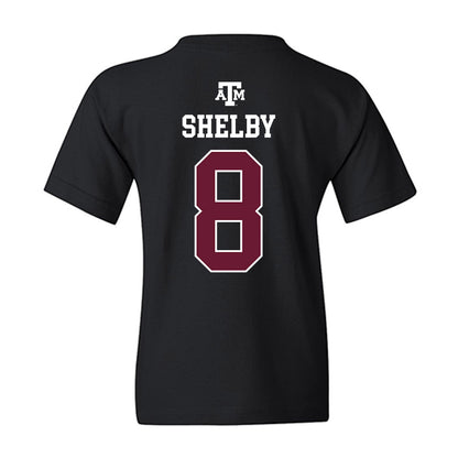 Texas A&M - NCAA Men's Basketball : Noah Shelby - Black Out 2026 Youth T-Shirt-1