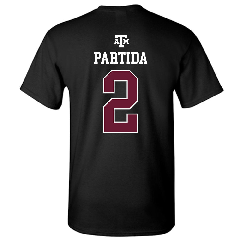 Texas A&M - NCAA Baseball : Nico Partida - Black Out 2026 T-Shirt-1