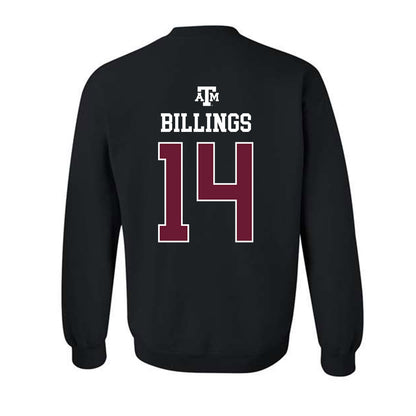 Texas A&M - NCAA Baseball : Luke Billings - Black Out 2026 Crewneck Sweatshirt-1
