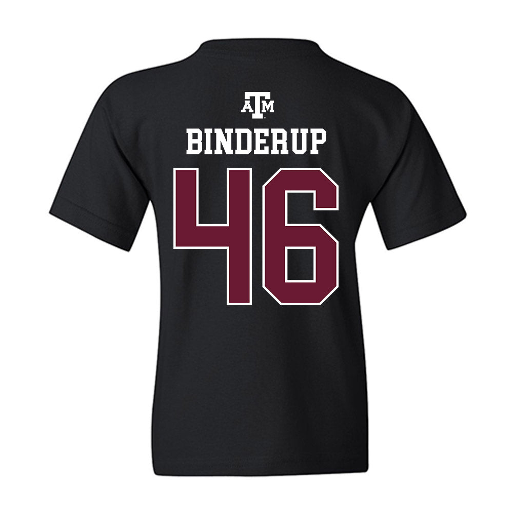 Texas A&M - NCAA Baseball : Blake Binderup - Black Out 2026 Youth T-Shirt-1
