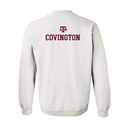 Texas A&M - NCAA Women's Track & Field : Jaiya Covington - White Out 2026 Crewneck Sweatshirt-1