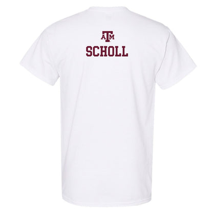 Texas A&M - NCAA Men's Swimming & Diving : Ben Scholl - White Out 2026 T-Shirt-1
