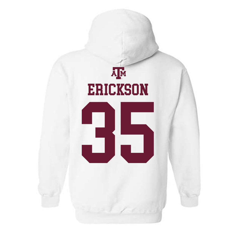 Texas A&M - NCAA Baseball : Sam Erickson - White Out 2026 Hooded Sweatshirt-1