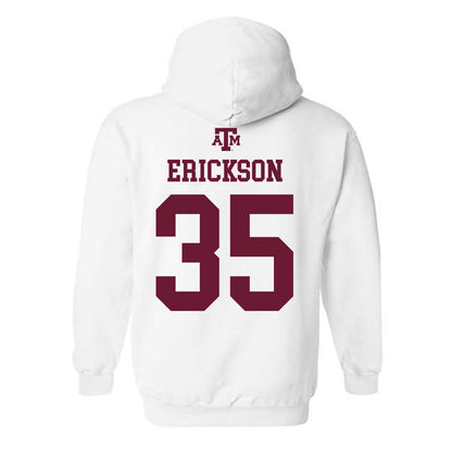 Texas A&M - NCAA Baseball : Sam Erickson - White Out 2026 Hooded Sweatshirt-1
