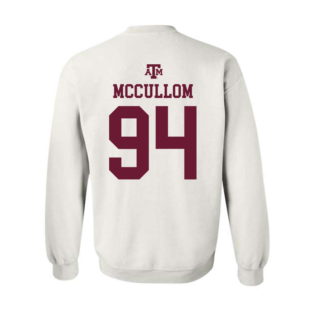 Texas A&M - NCAA Football : Angelo McCullom - White Out 2026 Crewneck Sweatshirt-1
