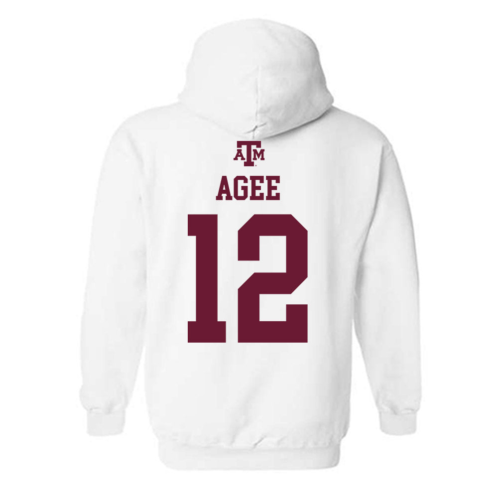 Texas A&M - NCAA Men's Basketball : Rashaun Agee - White Out 2026 Hooded Sweatshirt-1