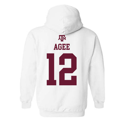 Texas A&M - NCAA Men's Basketball : Rashaun Agee - White Out 2026 Hooded Sweatshirt-1