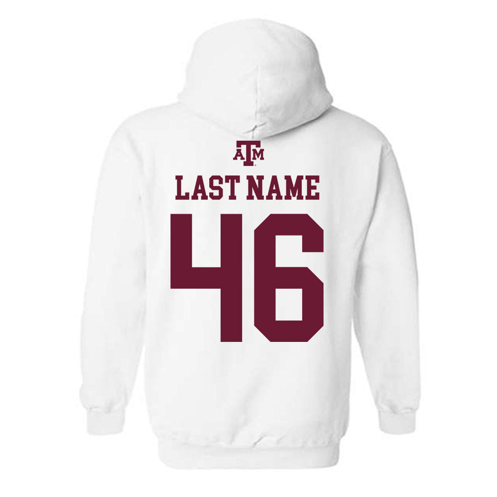 Texas A&M - NCAA Baseball : Blake Binderup - White Out 2026 Hooded Sweatshirt-1