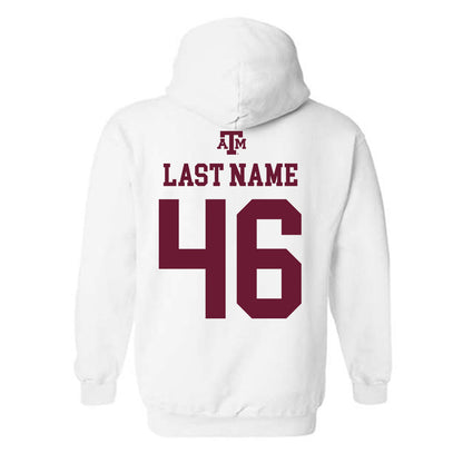 Texas A&M - NCAA Baseball : Blake Binderup - White Out 2026 Hooded Sweatshirt-1