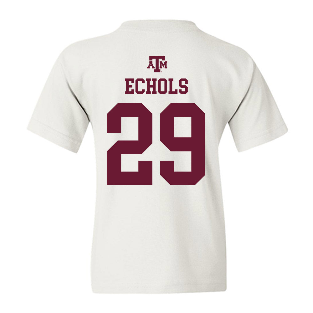 Texas A&M - NCAA Football : Justin Echols - White Out 2026 Youth T-Shirt-1