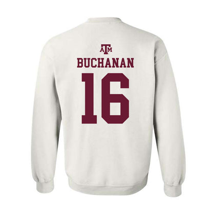 Texas A&M - NCAA Women's Soccer : Trinity Buchanan - White Out 2026 Crewneck Sweatshirt-1