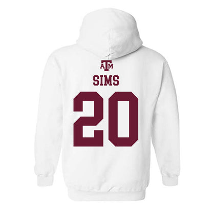 Texas A&M - NCAA Baseball : Aiden Sims - White Out 2026 Hooded Sweatshirt-1