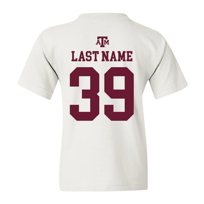 Texas A&M - NCAA Baseball : Ethan Darden - White Out 2026 Youth T-Shirt-1