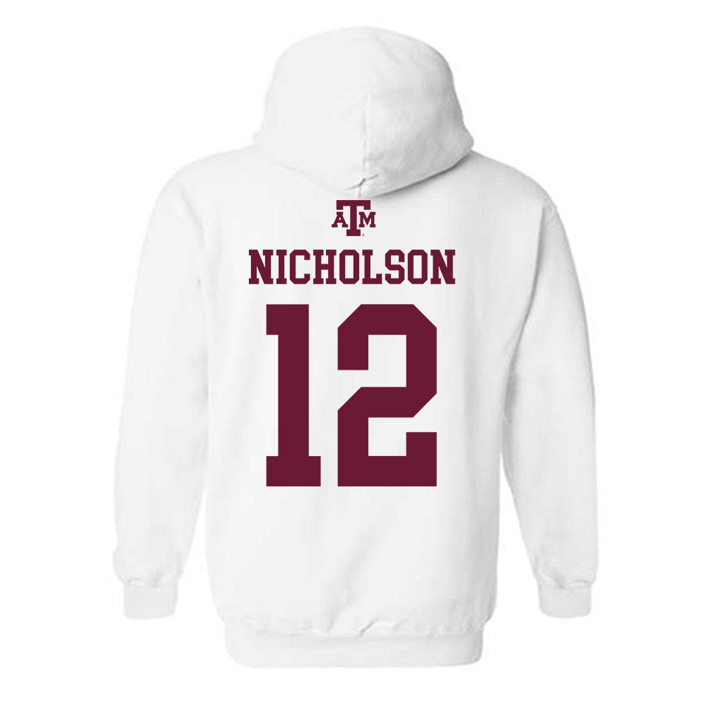 Texas A&M - NCAA Women's Volleyball : Lily Nicholson - White Out 2026 Hooded Sweatshirt-1