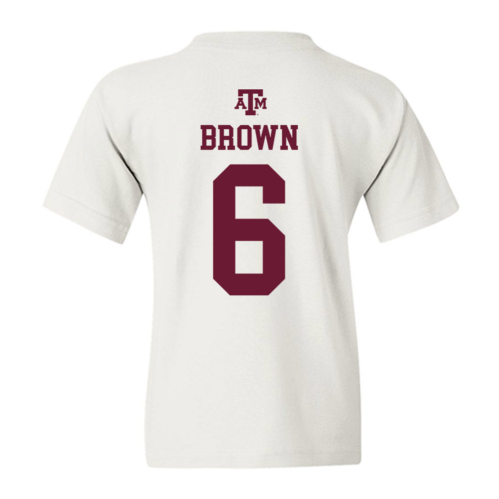 Texas A&M - NCAA Softball : Taylor Brown - White Out 2026 Youth T-Shirt-1