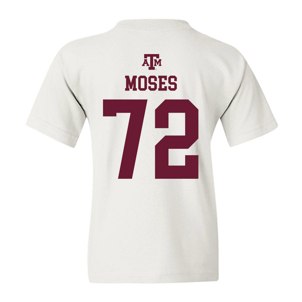 Texas A&M - NCAA Football : Joshua Moses - White Out 2026 Youth T-Shirt-1