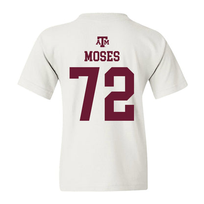 Texas A&M - NCAA Football : Joshua Moses - White Out 2026 Youth T-Shirt-1