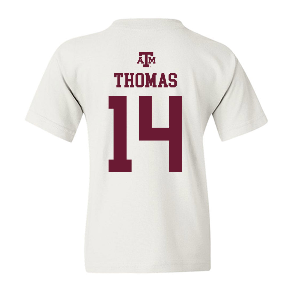 Texas A&M - NCAA Football : Jayvon Thomas - White Out 2026 Youth T-Shirt-1