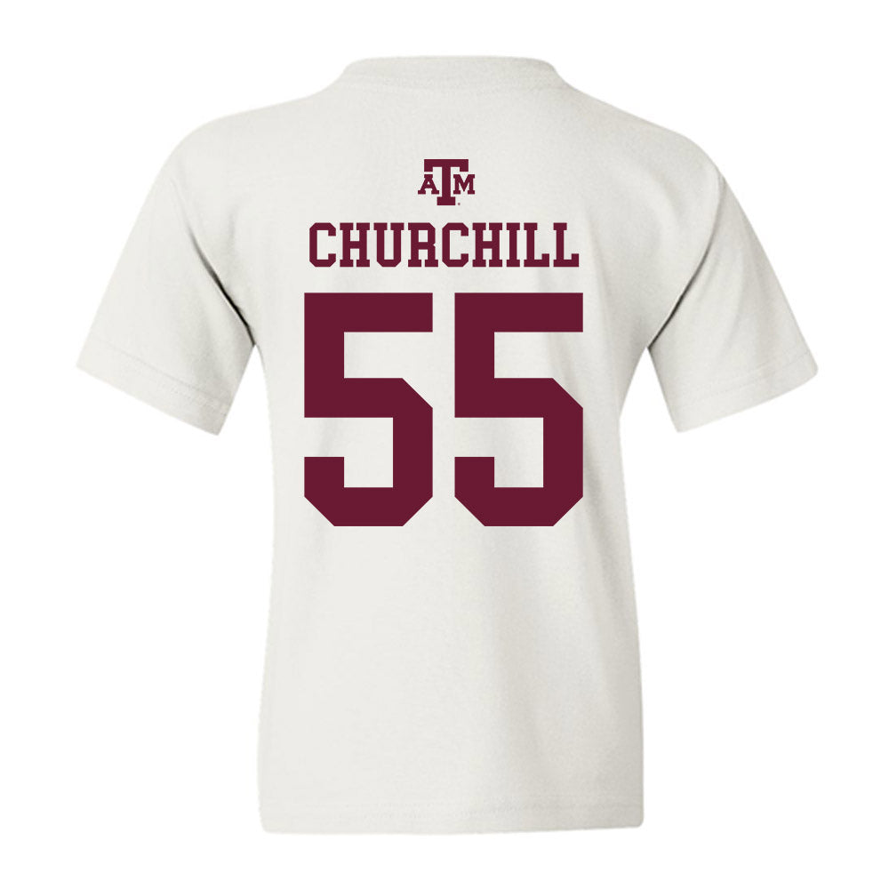 Texas A&M - NCAA Women's Soccer : Ireland Churchill - White Out 2026 Youth T-Shirt-1