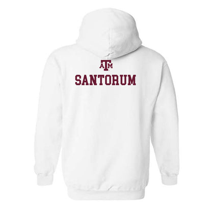 Texas A&M - NCAA Men's Track & Field : Luca Santorum - White Out 2026 Hooded Sweatshirt-1