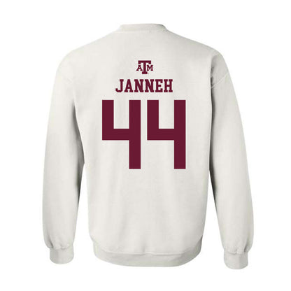 Texas A&M - NCAA Women's Basketball : Fats Janneh - White Out 2026 Crewneck Sweatshirt-1