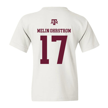 Texas A&M - NCAA Football : Theo Melin Ohrstrom - White Out 2026 Youth T-Shirt-1