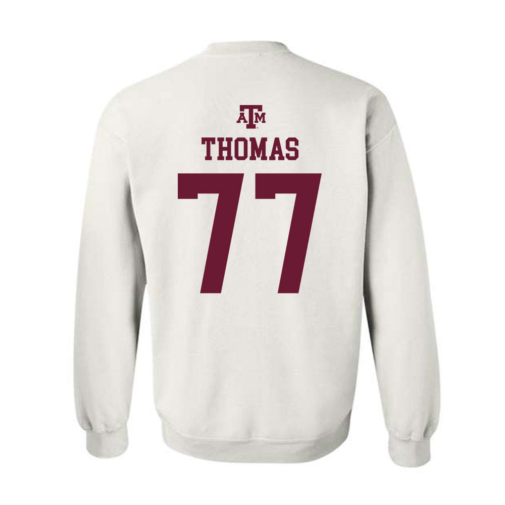 Texas A&M - NCAA Football : Tyler Thomas - White Out 2026 Crewneck Sweatshirt-1