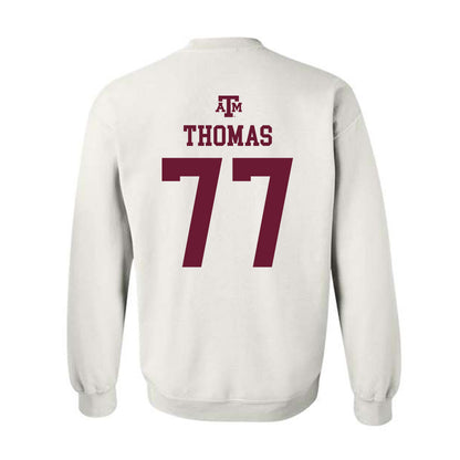 Texas A&M - NCAA Football : Tyler Thomas - White Out 2026 Crewneck Sweatshirt-1