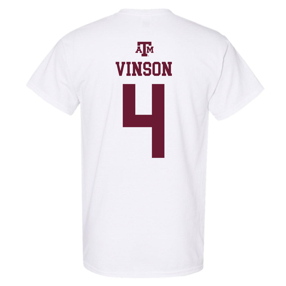 Texas A&M - NCAA Men's Basketball : Jamie Vinson - White Out 2026 T-Shirt-1