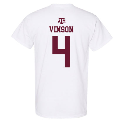 Texas A&M - NCAA Men's Basketball : Jamie Vinson - White Out 2026 T-Shirt-1