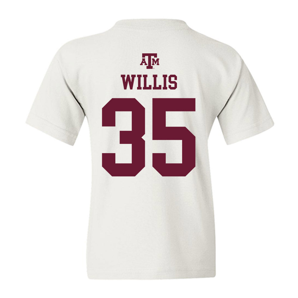 Texas A&M - NCAA Football : Isaiah Willis - White Out 2026 Youth T-Shirt-1