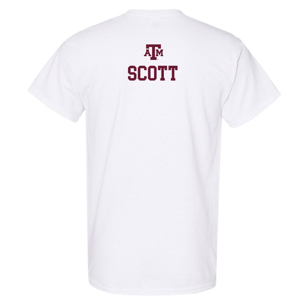 Texas A&M - NCAA Men's Track & Field : Jaqualon Scott - White Out 2026 T-Shirt-1