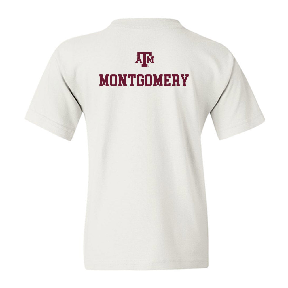 Texas A&M - NCAA Women's Track & Field : Jasmine Montgomery - White Out 2026 Youth T-Shirt-1